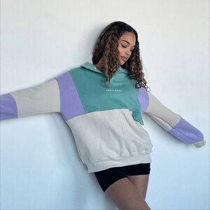 Jubilee oversized 90s pullover sweater in lilac seafoam green